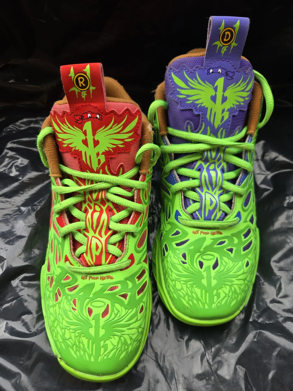 Kids Neon Green Red & Purple Lace-Up Athletic Shoes